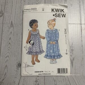 New Kwik Sew 3423 Toddler Nightgown Sewing Pattern Sealed Girls Uncut Ruffled
